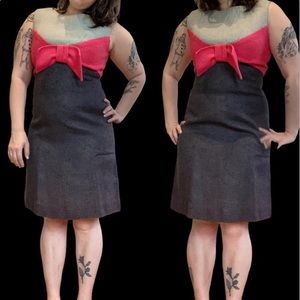 1960s Vintage Allison Ayres Color Block Mod Mini Wiggle Dress M L